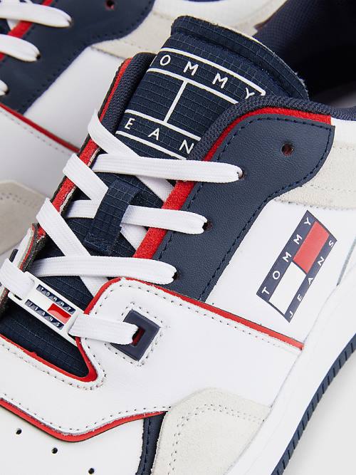 White Tommy Hilfiger Colour-Blocked Basket Men's Sneakers | TH865MEL