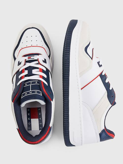 White Tommy Hilfiger Colour-Blocked Basket Men's Sneakers | TH865MEL