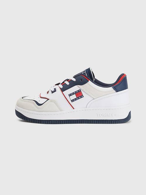 White Tommy Hilfiger Colour-Blocked Basket Men's Sneakers | TH865MEL