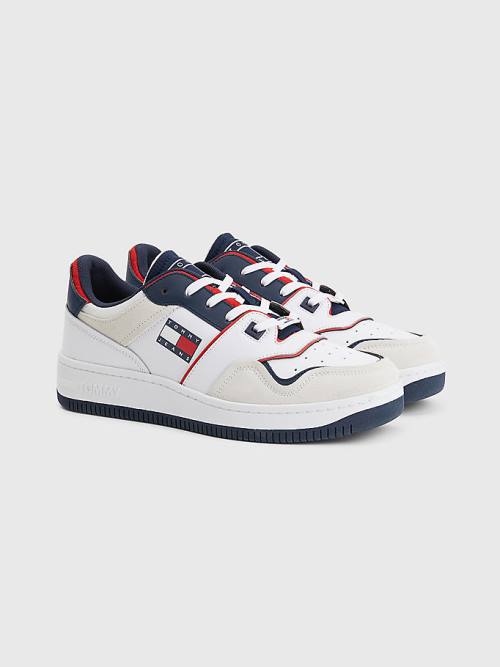 White Tommy Hilfiger Colour-Blocked Basket Men\'s Sneakers | TH865MEL