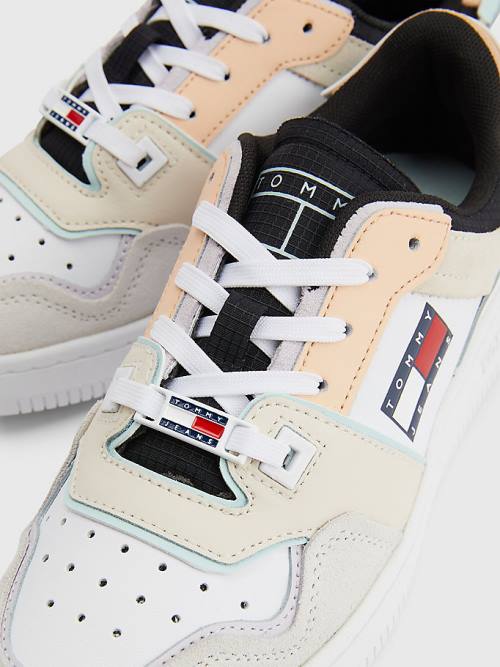 White Tommy Hilfiger Colour-Blocked Basket Women's Sneakers | TH978WPG