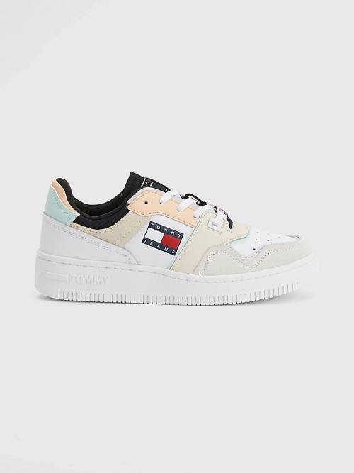 White Tommy Hilfiger Colour-Blocked Basket Women's Sneakers | TH978WPG