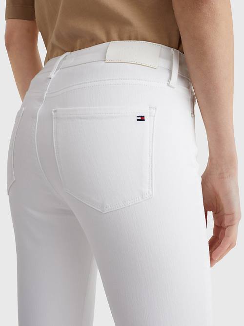 White Tommy Hilfiger Como Mid Rise Skinny TH Flex Women's Jeans | TH570FXS