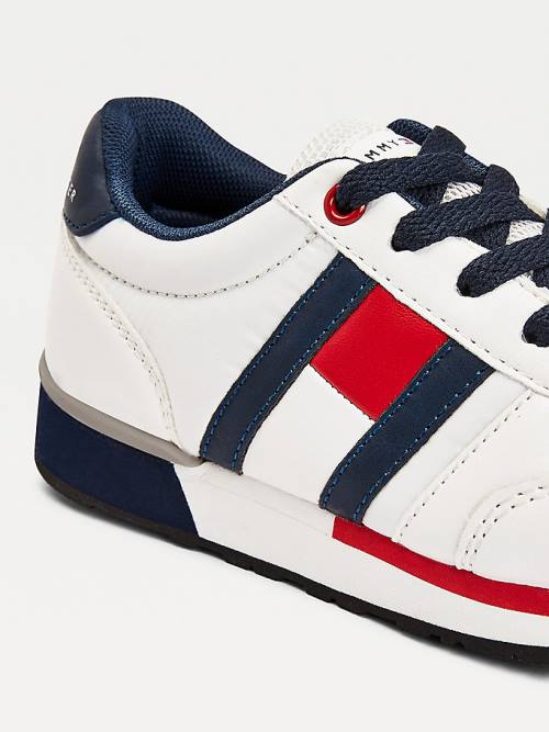 White Tommy Hilfiger Contrast Detail Low-Top Boys' Sneakers | TH650VWG