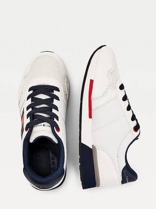 White Tommy Hilfiger Contrast Detail Low-Top Boys' Sneakers | TH650VWG