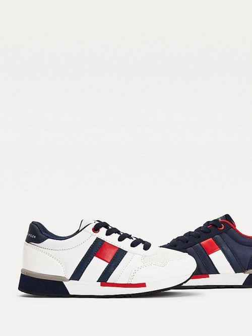 White Tommy Hilfiger Contrast Detail Low-Top Boys' Sneakers | TH650VWG