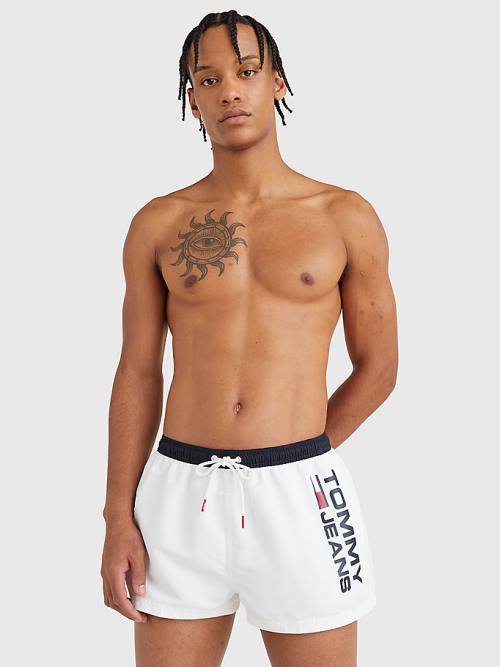 White Tommy Hilfiger Contrast Pocket Short Length Shorts Men's Swimwear | TH247HMS