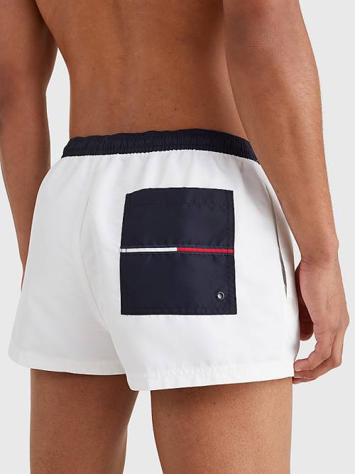 White Tommy Hilfiger Contrast Pocket Short Length Shorts Men's Swimwear | TH247HMS