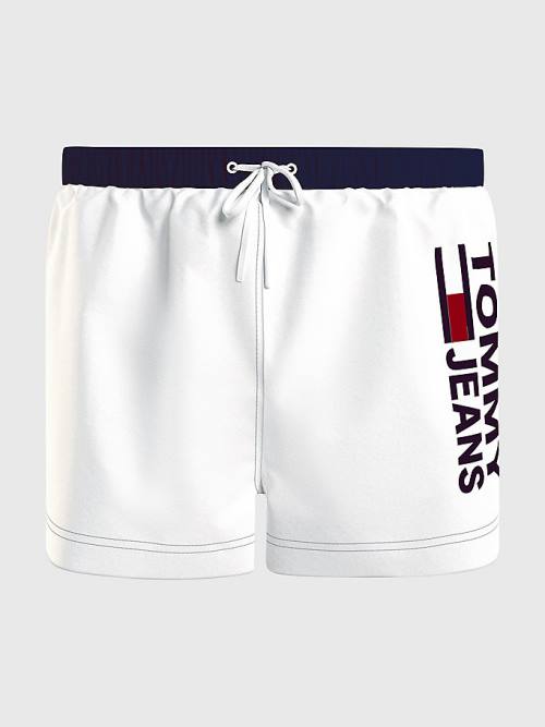 White Tommy Hilfiger Contrast Pocket Short Length Shorts Men's Swimwear | TH247HMS