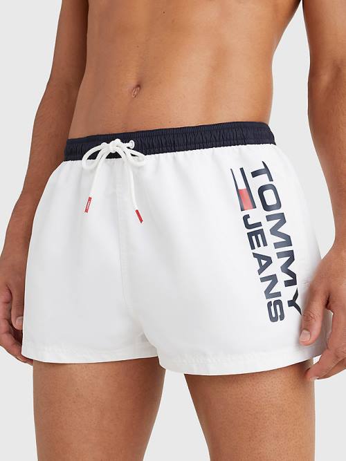 White Tommy Hilfiger Contrast Pocket Short Length Shorts Men\'s Swimwear | TH247HMS