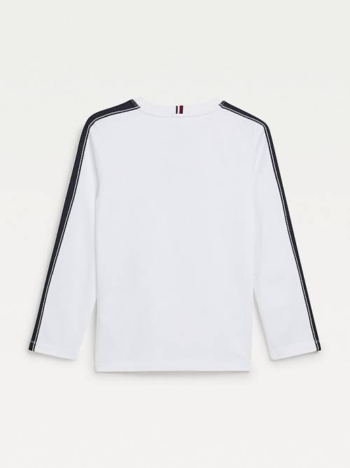 White Tommy Hilfiger Contrast Tape Long Sleeve Boys' T Shirts | TH017EAJ