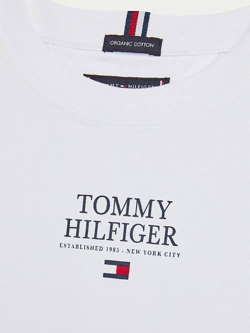 White Tommy Hilfiger Contrast Tape Long Sleeve Boys' T Shirts | TH017EAJ