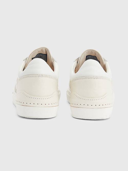 White Tommy Hilfiger Crest Leather Cupsole Men's Sneakers | TH956FZS