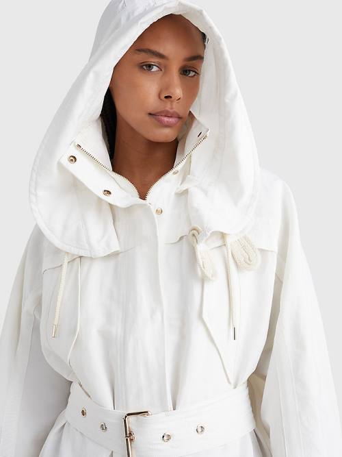 White Tommy Hilfiger Crest Relaxed Fit Sailing Parka Women's Coats | TH468ZWK