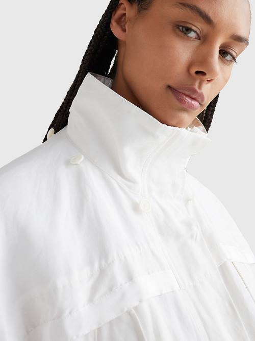 White Tommy Hilfiger Crest Relaxed Fit Sailing Parka Women's Coats | TH468ZWK