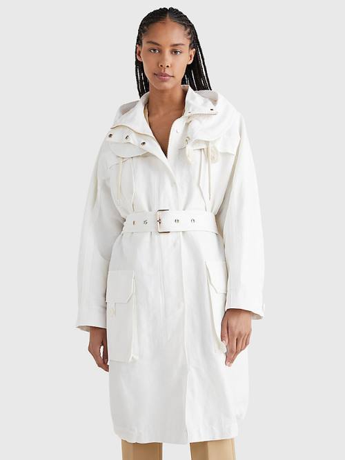 White Tommy Hilfiger Crest Relaxed Fit Sailing Parka Women\'s Coats | TH468ZWK