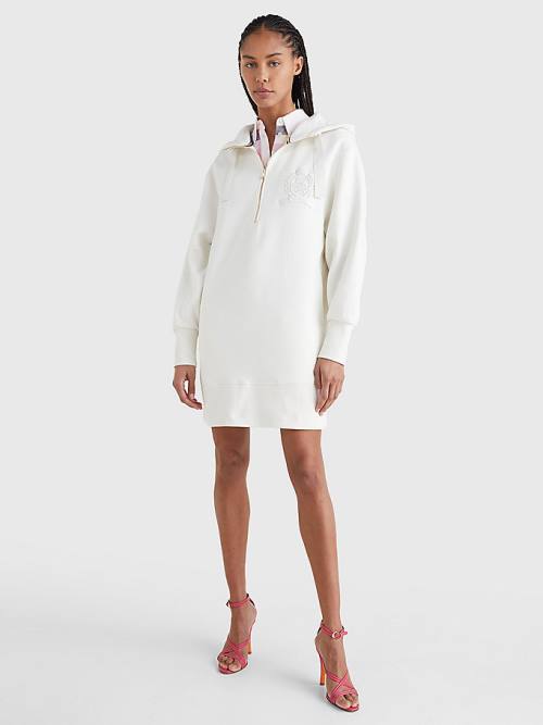 White Tommy Hilfiger Crest Relaxed Fit Women's Dress | TH048UWD