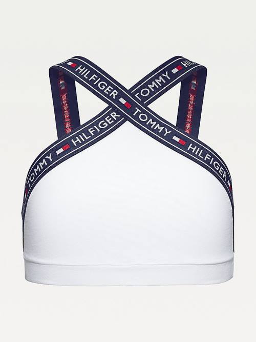 White Tommy Hilfiger Crossover Stretch Cotton Bralette Women's Underwear | TH852GFS