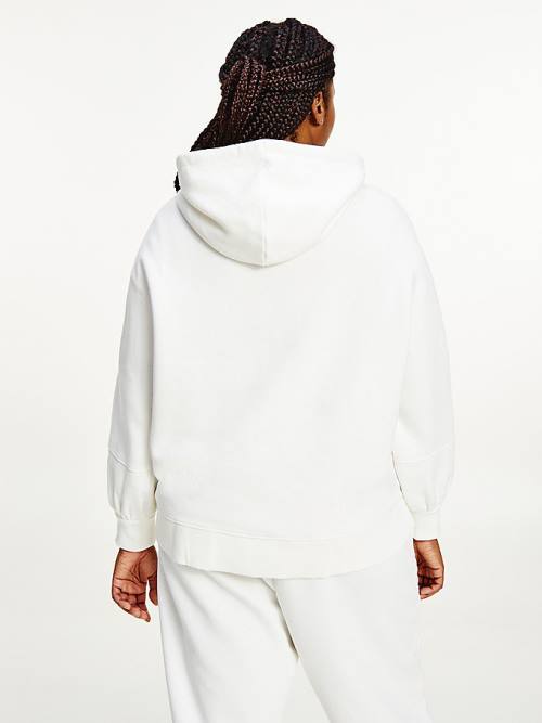 White Tommy Hilfiger Curve College Relaxed Fit Women's Hoodie | TH540AOG