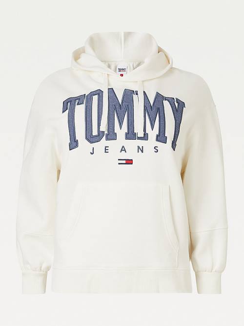 White Tommy Hilfiger Curve College Relaxed Fit Women's Hoodie | TH540AOG