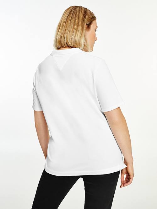 White Tommy Hilfiger Curve Essential Placket Detail Women's Polo Shirts | TH829WTO