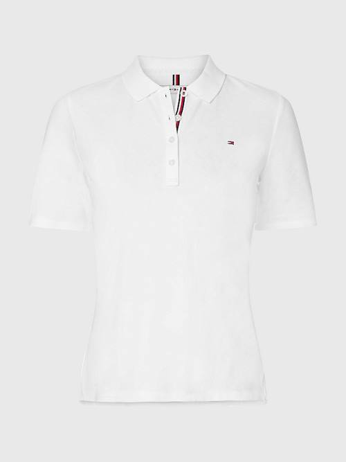 White Tommy Hilfiger Curve Essential Placket Detail Women's Polo Shirts | TH829WTO