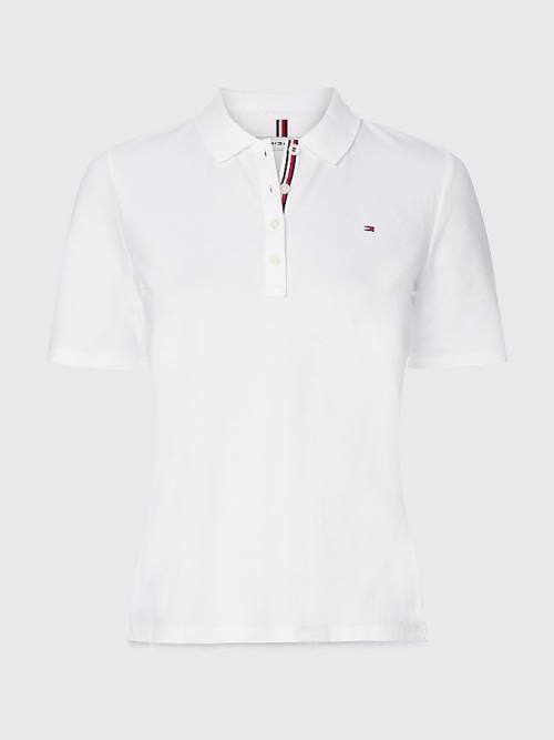 White Tommy Hilfiger Curve Essential Placket Detail Women\'s Polo Shirts | TH829WTO