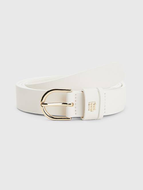 White Tommy Hilfiger Curve Leather Women\'s Belts | TH058WEL