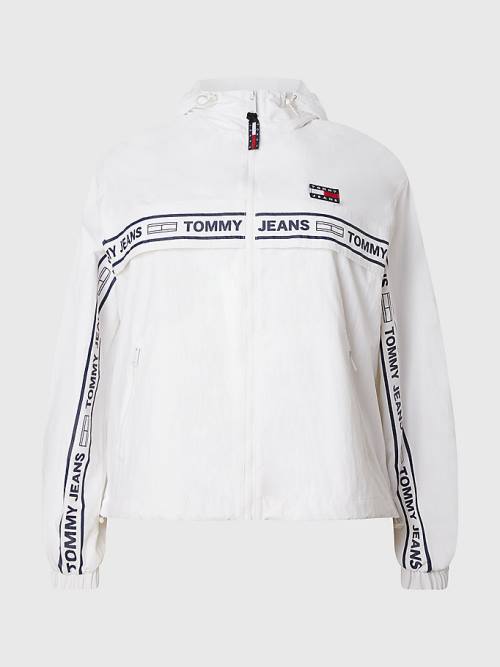 White Tommy Hilfiger Curve Logo Tape Chicago Windbreaker Women\'s Jackets | TH358JVR