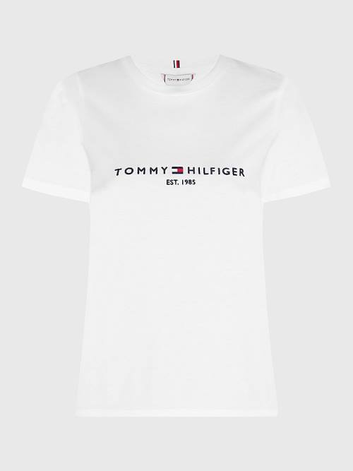 White Tommy Hilfiger Curve Organic Cotton Logo Women\'s T Shirts | TH156KHJ