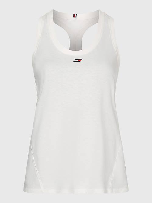 White Tommy Hilfiger Curve Sport Organic Cotton Tank Top Women\'s T Shirts | TH423OYT