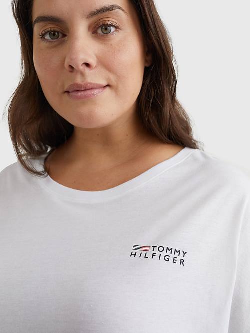 White Tommy Hilfiger Curve TH Stretch Logo Women's T Shirts | TH074PJE