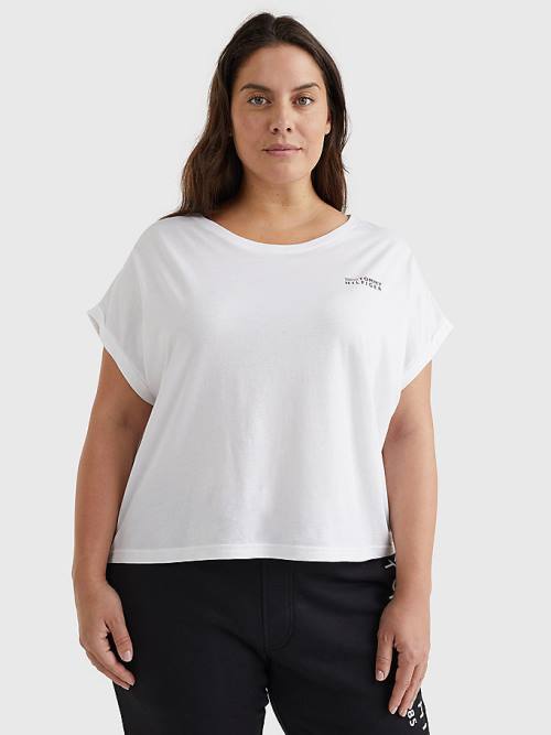 White Tommy Hilfiger Curve TH Stretch Logo Women\'s T Shirts | TH074PJE