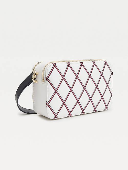 White Tommy Hilfiger Diamond Quilted Monogram Camera Women's Bags | TH107XFN