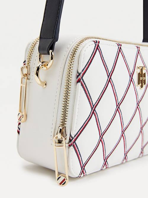 White Tommy Hilfiger Diamond Quilted Monogram Camera Women's Bags | TH107XFN