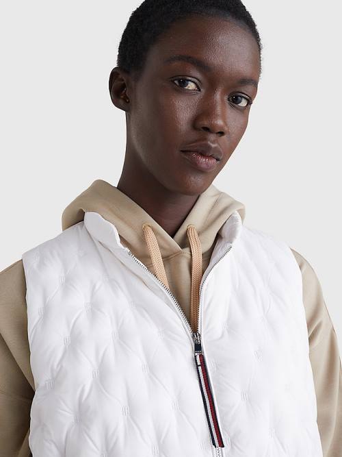 White Tommy Hilfiger Down-Filled Vest Women's Coats | TH796QSC