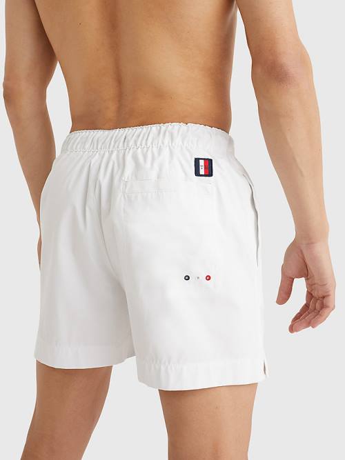 White Tommy Hilfiger Drawstring Mid Length Shorts Men's Swimwear | TH796UGO