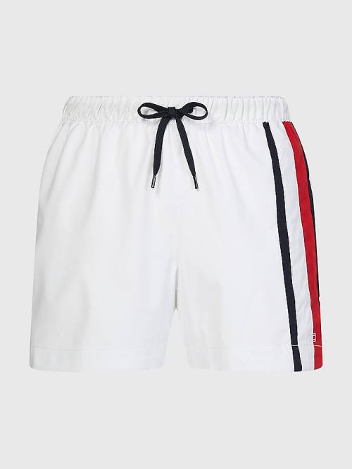 White Tommy Hilfiger Drawstring Mid Length Shorts Men's Swimwear | TH796UGO