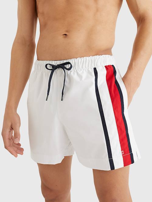 White Tommy Hilfiger Drawstring Mid Length Shorts Men\'s Swimwear | TH796UGO