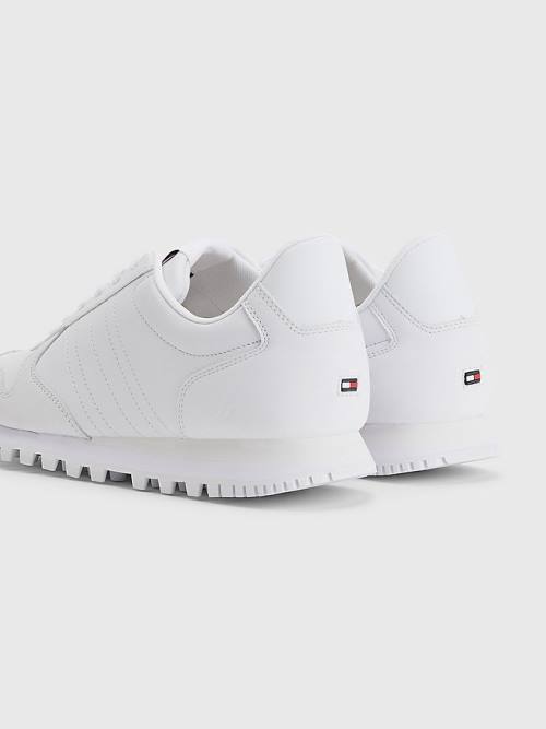 White Tommy Hilfiger Elevated Leather Runner Men's Sneakers | TH209PIV