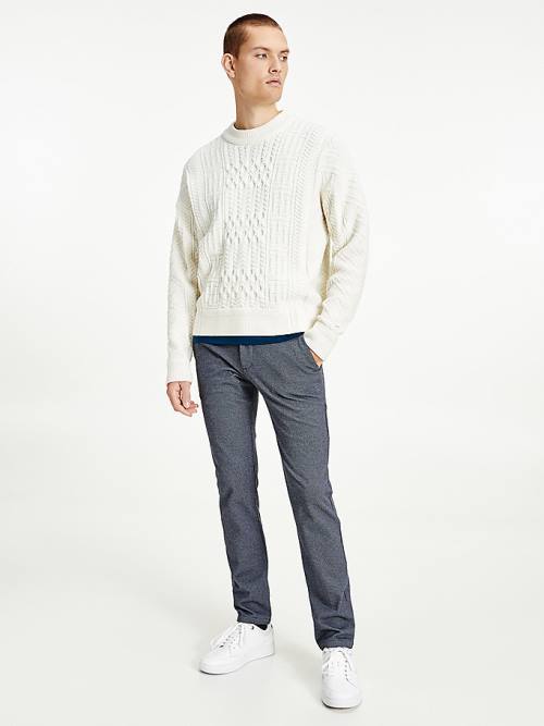 White Tommy Hilfiger Elevated Oversized Signature Aran Jumper Men\'s Sweaters | TH953PZL