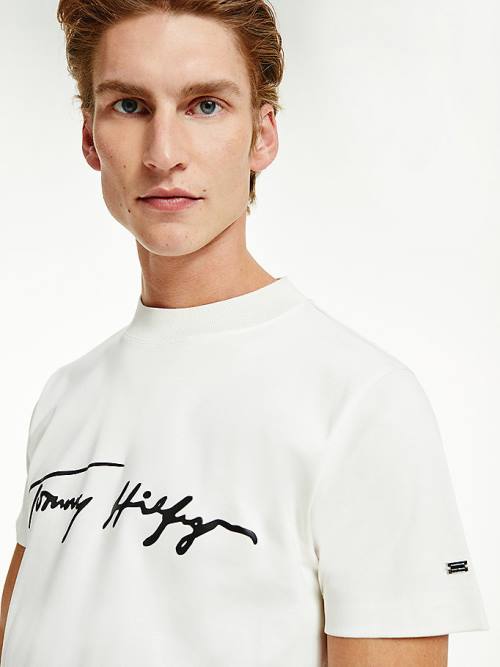 White Tommy Hilfiger Elevated Signature Organic Cotton Men's T Shirts | TH182LRS