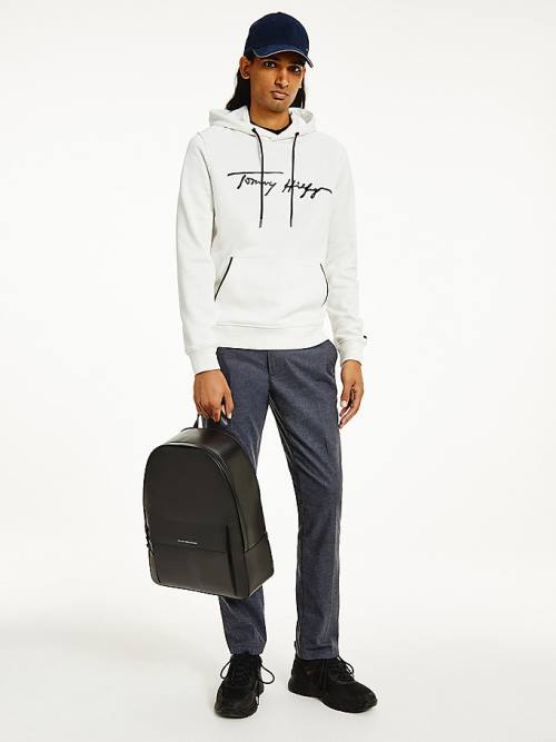 White Tommy Hilfiger Elevated TH Signature Men\'s Hoodie | TH321MSD