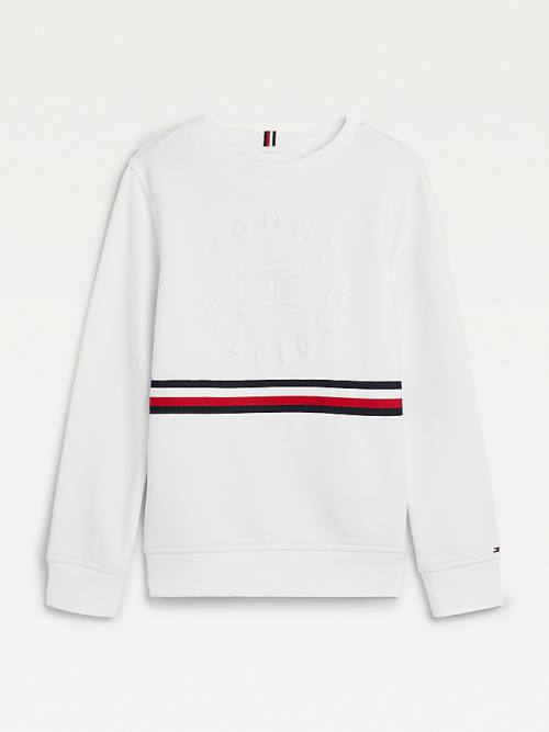 White Tommy Hilfiger Embossed Banded Boys\' Sweatshirts | TH053AHU