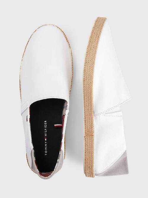 White Tommy Hilfiger Essential Contrast Panel Espadrilles Men's Casual Shoes | TH740GLX