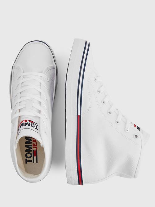 White Tommy Hilfiger Essential High-Top Canvas Women's Sneakers | TH738FZL