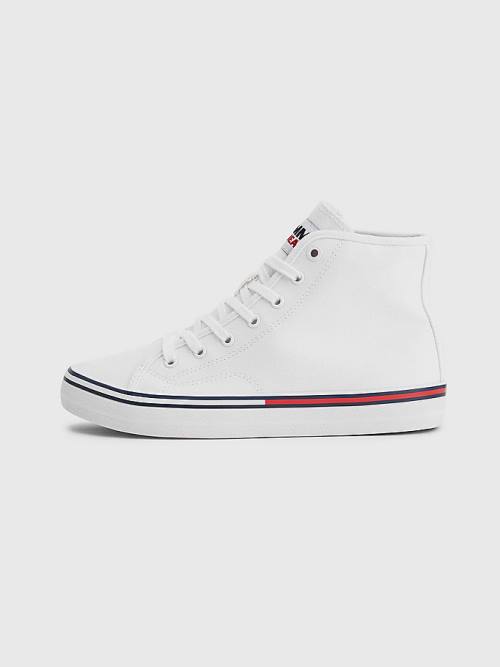 White Tommy Hilfiger Essential High-Top Canvas Women's Sneakers | TH738FZL