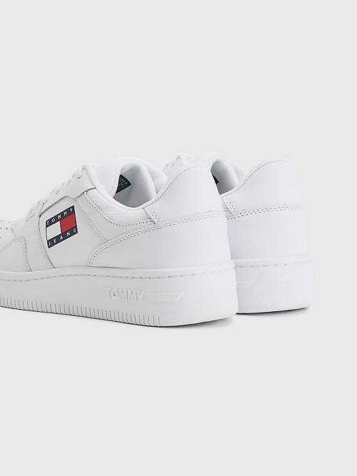 White Tommy Hilfiger Essential Leather Basket Women's Sneakers | TH936ZVN