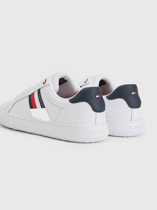 White Tommy Hilfiger Essential Leather Cupsole Men's Sneakers | TH043IUB