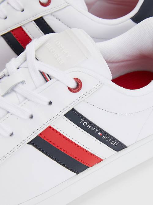 White Tommy Hilfiger Essential Leather Cupsole Men's Sneakers | TH043IUB